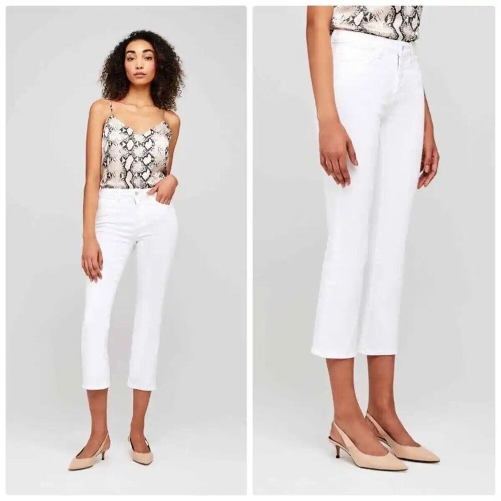 L'AGENCE Size 26 Jeans Nadia High Rise Cropped Straight White Stretch Timeless